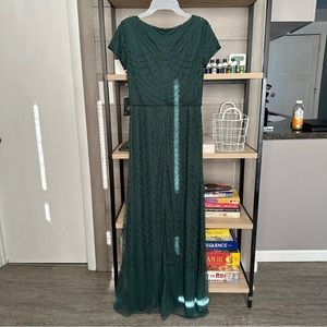 Adrianna Papell Dark Green Beaded Maxi Dress
